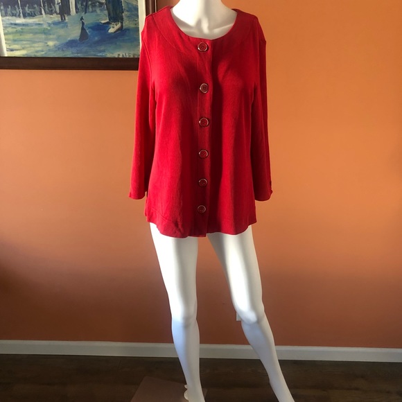 Coldwater Creek Sweaters - COLDWATER CREEK red button-up textured cardigan
